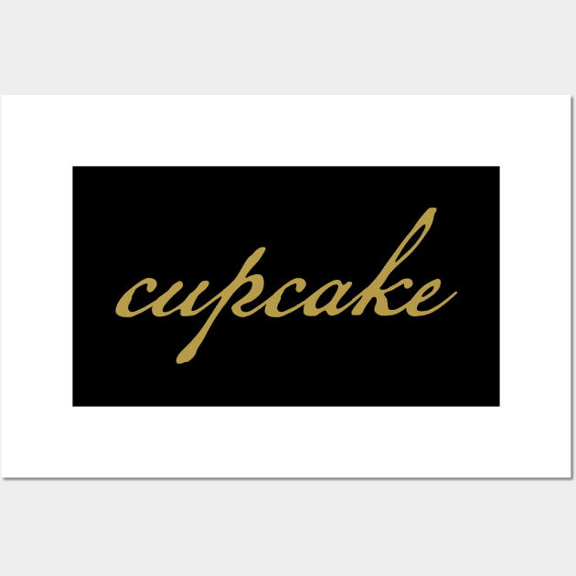 Cupcake Gold Script Typography Wall Art by ellenhenryart